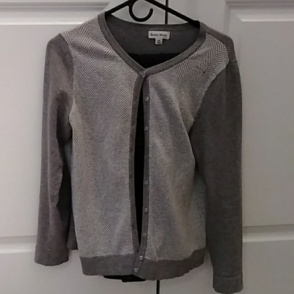 Grey detailed preppy cardigan